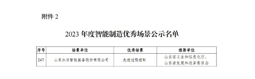 入選2023年度智能制造優秀場景名單